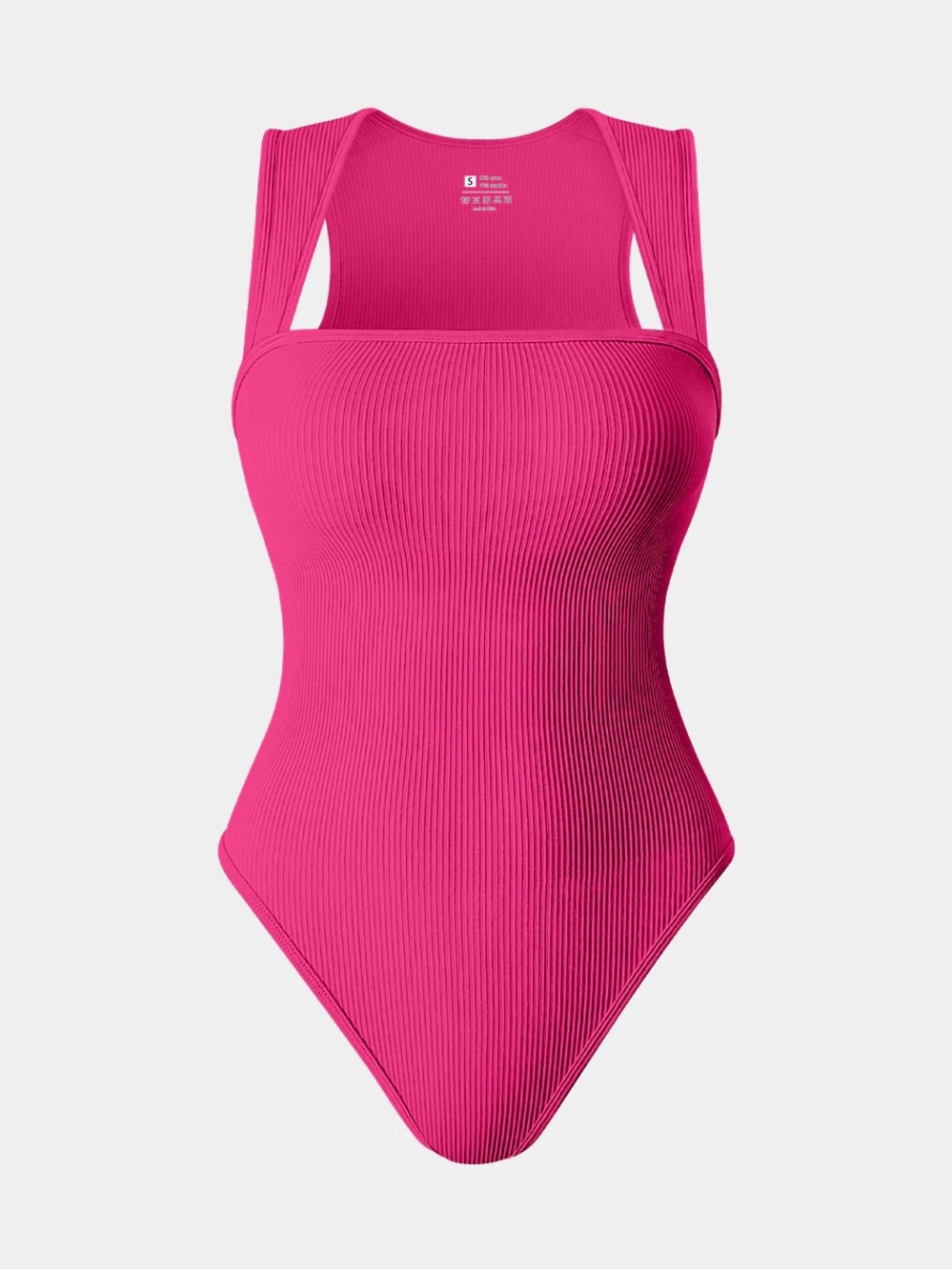 Oqq Ribbed Hot Pink One-Piece Bodysuit